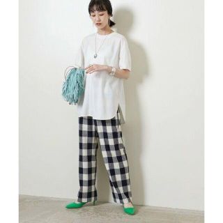 ユナイテッドアローズ(UNITED ARROWS)の＜UNITED ARROWS＞ギンガムチェック ストレート パンツ 36・白(その他)