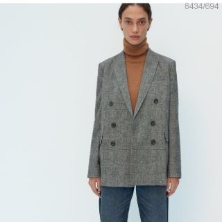 ザラ(ZARA)のZARA チェック柄ダブルブレストブレザー(テーラードジャケット)