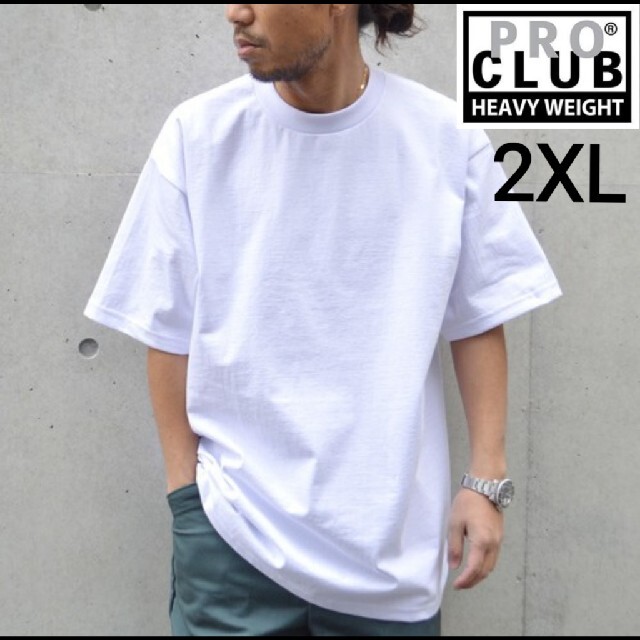 ②プロクラブ 半袖Tシャツ 白 2XL ヘビーウェイト ホワイトproclub メンズのトップス(Tシャツ/カットソー(半袖/袖なし))の商品写真