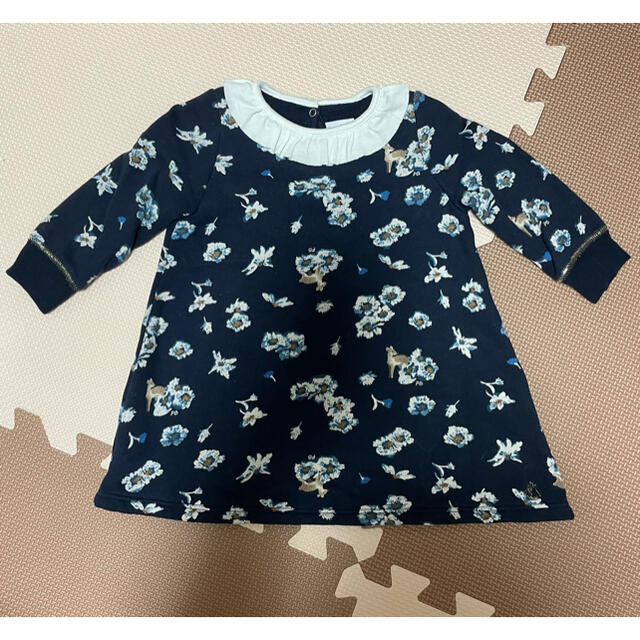 PETIT BATEAU(プチバトー)の専用　PETIT BATEAU ｽｳｪｯﾄ ﾌﾟﾘﾝﾄ ﾜﾝﾋﾟｰｽ  12m キッズ/ベビー/マタニティのベビー服(~85cm)(ワンピース)の商品写真