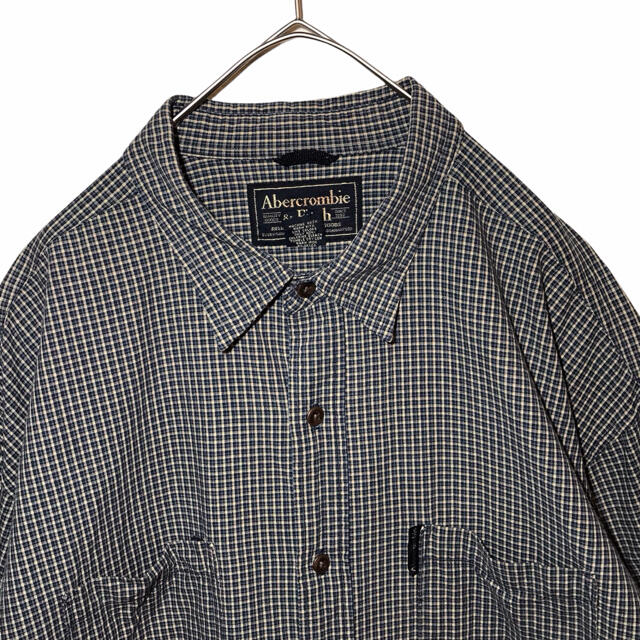 Abercrombie&Fitch(アバクロンビーアンドフィッチ)の【希少】アバクロ Abercrombie シャツ ギンガムチェック XL 黒 メンズのトップス(シャツ)の商品写真