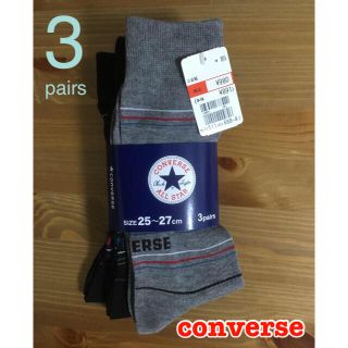 コンバース(CONVERSE)のコンバース　ストライプ　靴下　3枚組　25~27cm    新品 タグ付き(ソックス)