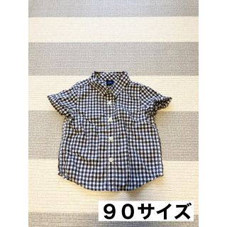 ベビーギャップ(babyGAP)の【美品】baby GAP 黒ギンガムチェック　半袖シャツ　90サイズ(その他)