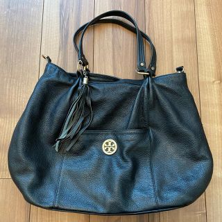 トリーバーチ(Tory Burch)のレザー　トートバッグ　ゴールド金具　ブラック(トートバッグ)