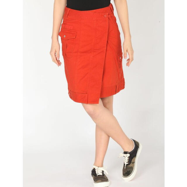 AVIREX(アヴィレックス)のAVIREX アヴィレックス ミリタリーラップスカート 巻き 膝上 オレンジ M レディースのスカート(ひざ丈スカート)の商品写真
