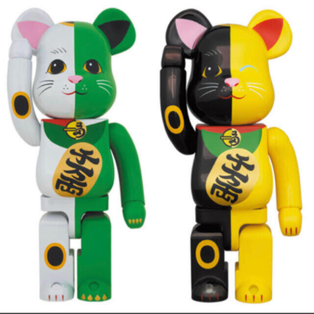 その他BE@RBRICK 招き猫 白×緑 100％ & 400％