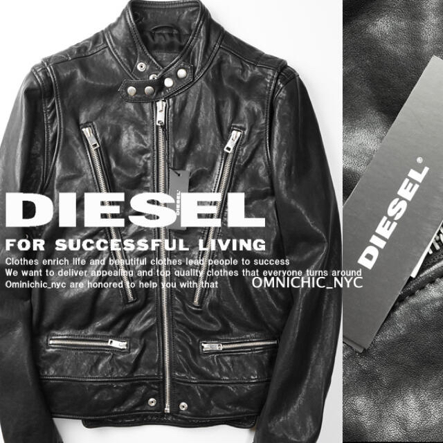 DIESEL(ディーゼル)のごーきまる様DIESELディーゼルシープスキンZIPレザーライダースジャケットM メンズのジャケット/アウター(ライダースジャケット)の商品写真