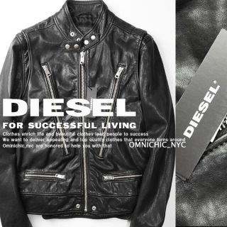 ディーゼル(DIESEL)のごーきまる様DIESELディーゼルシープスキンZIPレザーライダースジャケットM(ライダースジャケット)