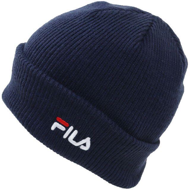 FILA(フィラ)のFILA フィラ ニット帽 ワッチ 無地 リフレクター付き★ネイビー【新品】 レディースの帽子(ニット帽/ビーニー)の商品写真