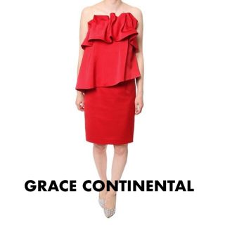 グレースコンチネンタル(GRACE CONTINENTAL)のDIAGRAM GRACE CONTINENTAL タックフリルベアワンピース(ミディアムドレス)