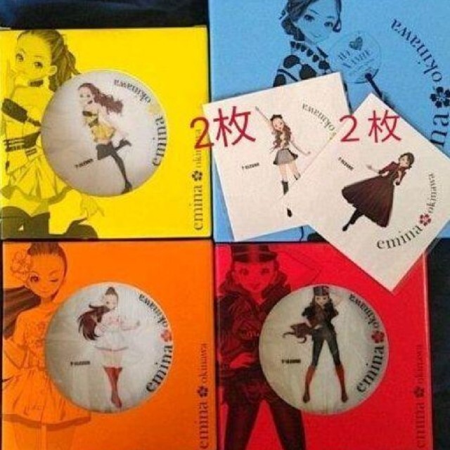 安室奈美恵 エミーナ絵皿4種類&ステッカー2種×2枚セット合計(4枚) 沖縄 ...
