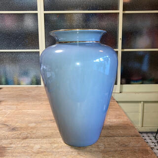 ヴィンテージ陶器ダークグレーゴールドラインスペイン(花瓶)