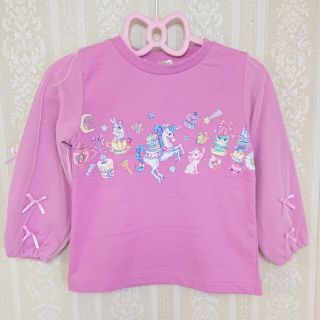 シマムラ(しまむら)のしまむら♥エコネコ♥新品タグ付き♥袖チュールカットソー♥120cm(Tシャツ/カットソー)