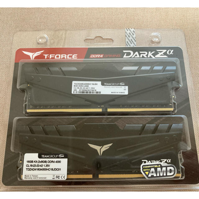 Team製メモリ DDR4-4000 16GB(8GB×2)