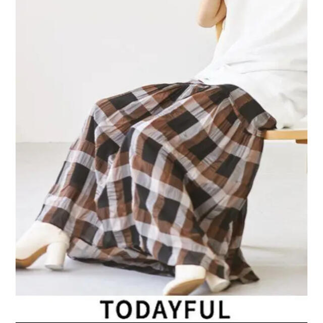 TODAYFUL(トゥデイフル)の新品未使用☆ Chambray Check Skirt 38 レディースのスカート(ロングスカート)の商品写真