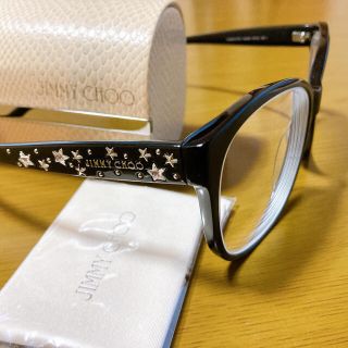 ジミーチュウ(JIMMY CHOO)のジミーチュウ　眼鏡　サングラス　度入り　ストーン装飾　ケース付き　クロス未使用(サングラス/メガネ)