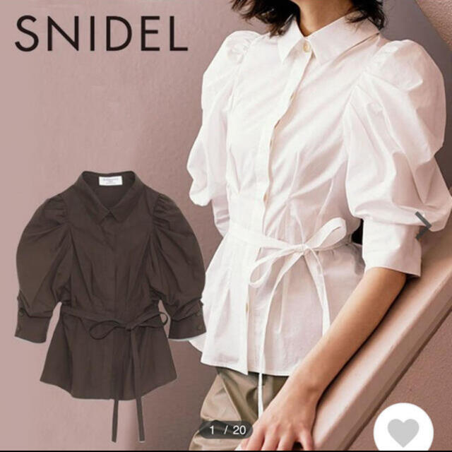 SNIDEL(スナイデル)のスナイデル organicsパワショルブラウス田中みな実 レディースのトップス(シャツ/ブラウス(長袖/七分))の商品写真