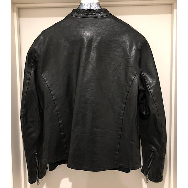 良品バックラッシュ定番イタリーショルダーレザー製品染めシングルライダース黒 1