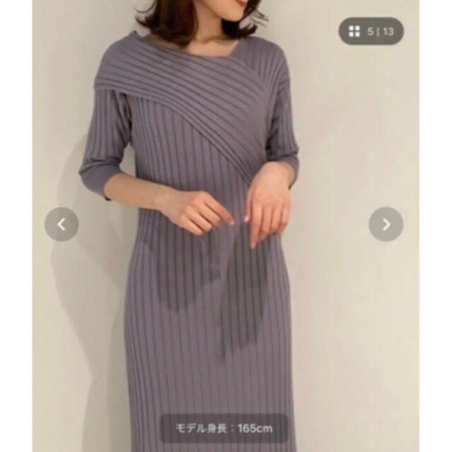 SNIDEL(スナイデル)のSnidel アシメワイドリブニットワンピ　新品タグ付き レディースのワンピース(ロングワンピース/マキシワンピース)の商品写真