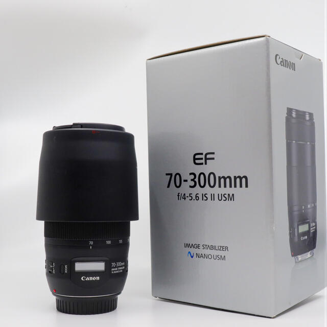 キヤノンEF70-300mm F4-5.6 IS II USM + フード付き お手軽価格で贈り