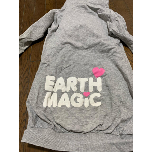 EARTHMAGIC(アースマジック)の即決★アースマジック★可愛いネコ耳付きパーカーワンピース★120★グレー★ハート キッズ/ベビー/マタニティのキッズ服女の子用(90cm~)(ワンピース)の商品写真