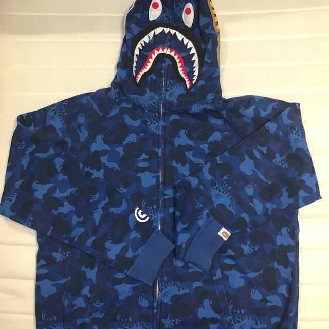 A BATHING APE - A BATHING APE フレイムカモシャークフーディー青L ...