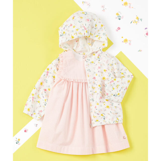 PETIT BATEAU(プチバトー)のプチバトー ウィンドブレーカー 花柄 24m キッズ/ベビー/マタニティのキッズ服女の子用(90cm~)(ジャケット/上着)の商品写真