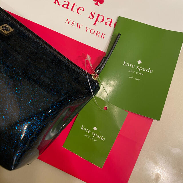 kate spade new york(ケイトスペードニューヨーク)の新品 未使用 送料込 ケイトスペード グリッター ポーチ ダークブルー レディースのファッション小物(ポーチ)の商品写真