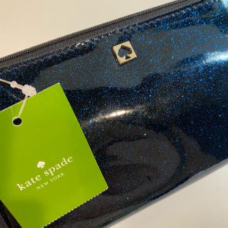 ケイトスペードニューヨーク(kate spade new york)の新品 未使用 送料込 ケイトスペード グリッター ポーチ ダークブルー(ポーチ)