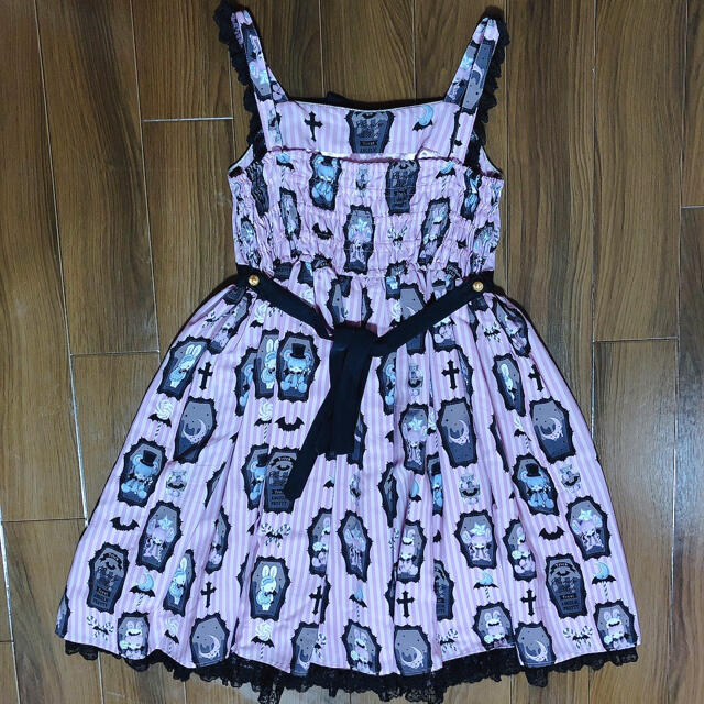 Angelic Pretty(アンジェリックプリティー)のHorror Candy Shop ジャンパースカート JSK ピンク レディースのワンピース(ひざ丈ワンピース)の商品写真