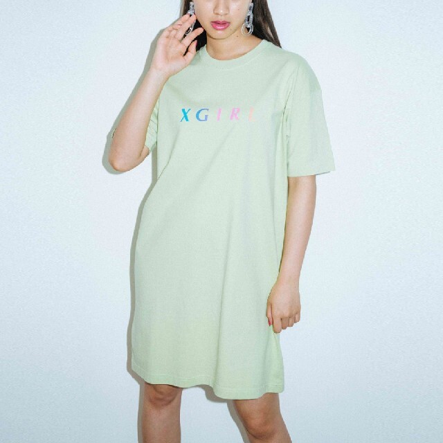 X-girl(エックスガール)のX-girl COLOR TIP S/S TEE DRESS レディースのワンピース(ミニワンピース)の商品写真