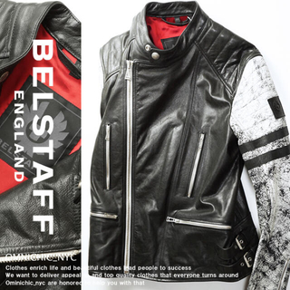 ベルスタッフ(BELSTAFF)の新品24万BELSTAFFベルスタッフENNISレザーライダースジャケット48 (レザージャケット)