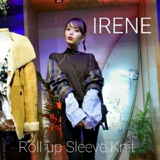 ルシェルブルー(LE CIEL BLEU)のIRENE ロールアップスリーブニット チェック レイヤードニット(ニット/セーター)