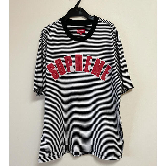 SUPREME  Arc Applique S/S Top 白黒ボーダー　M