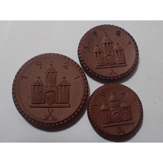 ドイツ 1921年 フライベルク 陶貨 3枚セット マイセン アンティークコイン