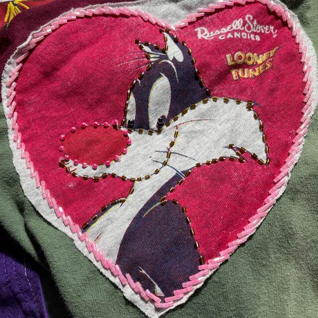 Disney(ディズニー)の一点物❤️ビーズとパッチワーク❤️オールスターキャラクターズフレアスカート レディースのスカート(ロングスカート)の商品写真