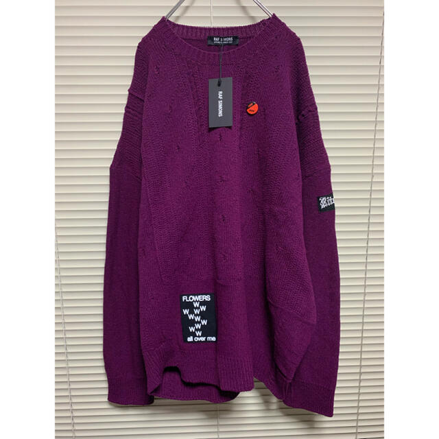 新品【 Raf Simons 】オーバーサイズ パッチ ニット M パープル