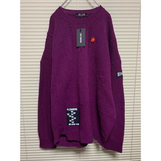 ラフシモンズ(RAF SIMONS)の新品【 Raf Simons 】オーバーサイズ パッチ ニット M パープル(ニット/セーター)