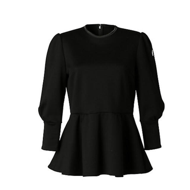 美品　ボーダーズアットバルコニー  SWEAT PEPLUM TOP ブラック