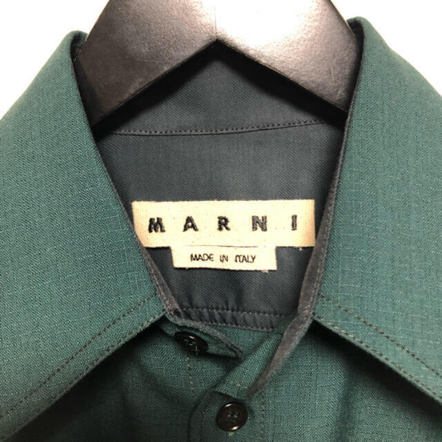 MARNI -20ss トロピカルウールシャツ 46 ペトロール