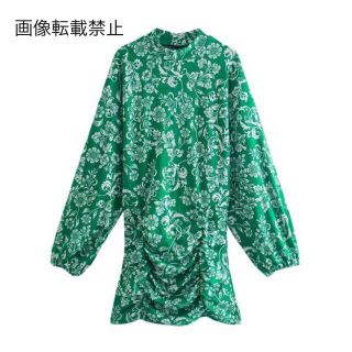 ザラ(ZARA)の🌰9月新作🌾6041◆green グリーン フラワー 花柄 ワンピース(ミニワンピース)