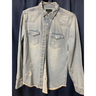 ザラ(ZARA)のZARA デニムシャツ　ダメージ加工(シャツ)