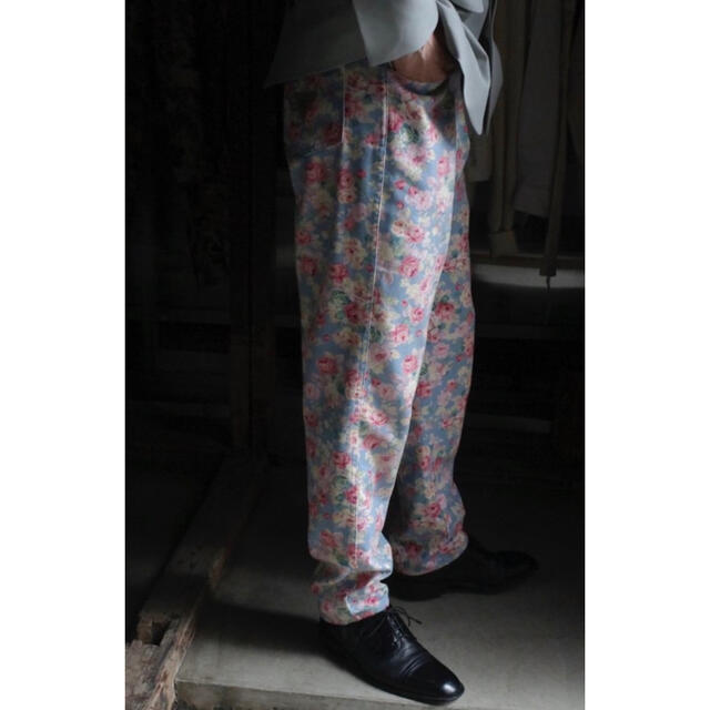 vintage Flower pattern denim pants