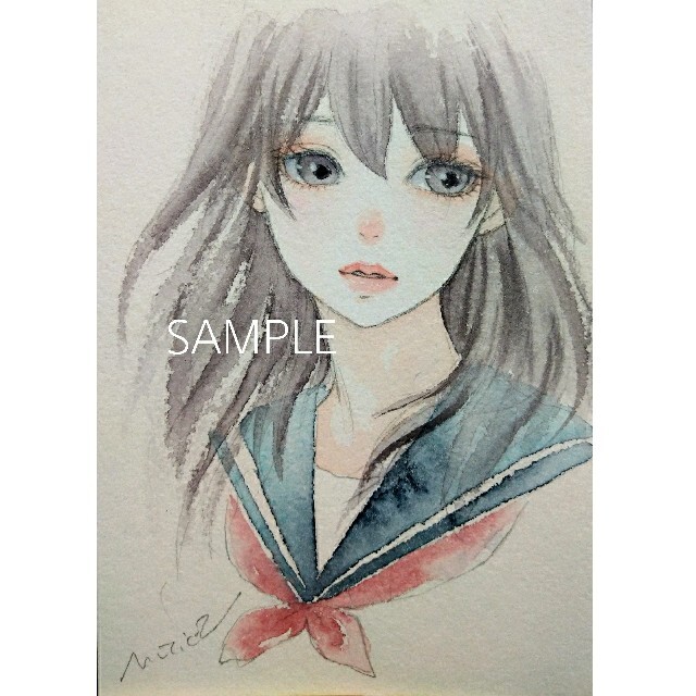 手描きイラスト　オリジナル　オリジナル　水彩画 エンタメ/ホビーの美術品/アンティーク(絵画/タペストリー)の商品写真