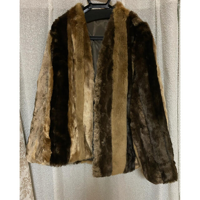 MOUSSY [STRIPED FAUX FUR JACKET ］