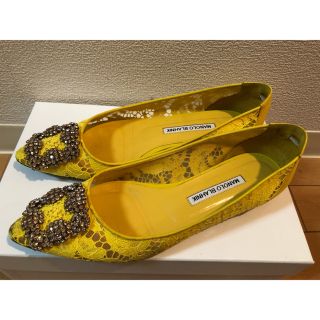 マノロブラニク(MANOLO BLAHNIK)の正規品マノロブラニク     レース　37ハーフ　ハンギシ(ハイヒール/パンプス)