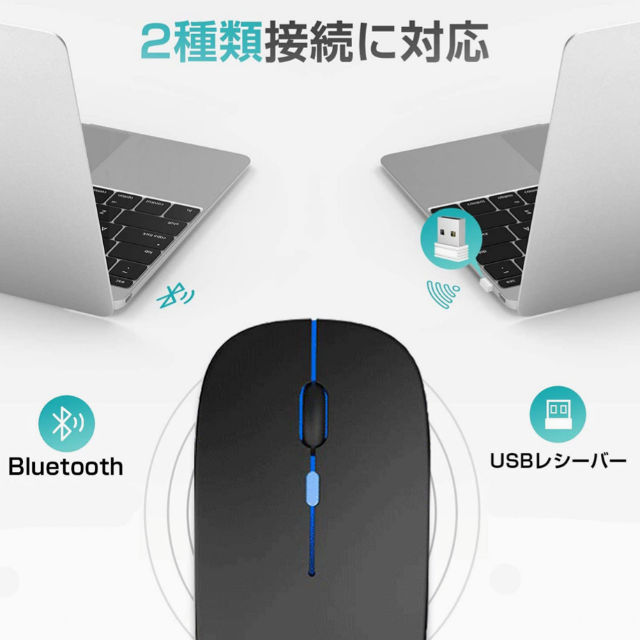 お買い得【新品格安】７色ライト　Bluetooth5.0／2.4G無線マウス スマホ/家電/カメラのPC/タブレット(PC周辺機器)の商品写真