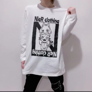 Nier ロングTシャツ　白　ミケ×NieRちゃん(Tシャツ(長袖/七分))