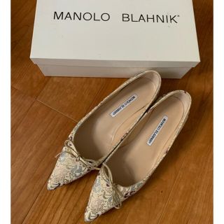 ★MANOLO BLAHNIK★ジャガード織フラットシューズ★未使用(バレエシューズ)