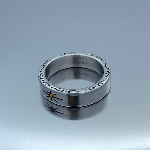 メンズ　平打ちリング　シルバー　チタン　北極星デザイン　シンプル　縁模様　18号 メンズのアクセサリー(リング(指輪))の商品写真
